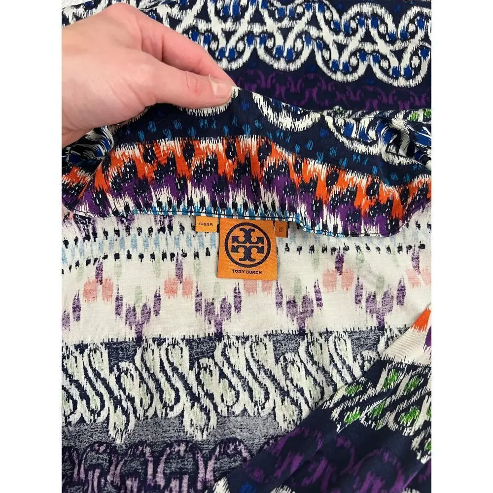 Tory Burch Silk Jersey Aztec Chevron Boho Print Silk Dress Boho Coastal Cowgirl
